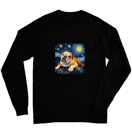 Bulldog Starry Night For Dog Mom Dog Dad 1 Long Sleeves