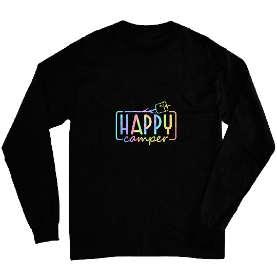 Happy Camper Tie Dye Rainbow Camping Hippie Womens Girls Long Sleeves