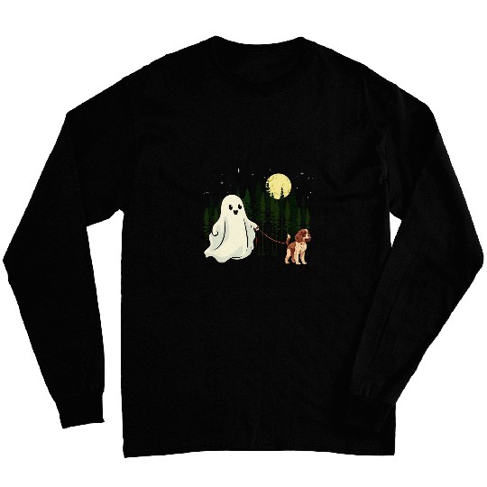 English Springer Spaniel Walking ghosts Halloween Funny Kids Long Sleeves