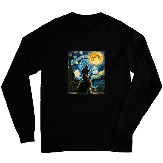 Cocker Spaniel Dog Art Van Gogh Starry Night Cocker Spaniel Long Sleeves