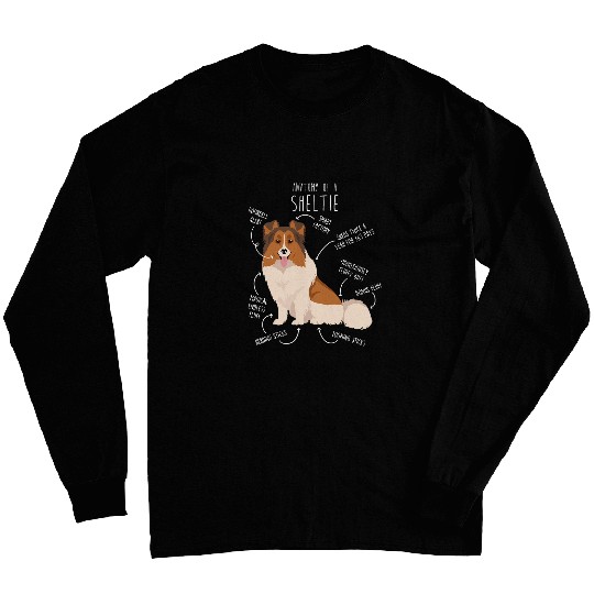 Color Headed White Sheltie Shetland Sheepdog Dog Anatomy Long Sleeves