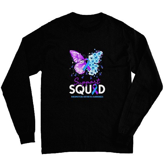 Support Squad Butterfly Purple Ribbon Rheumatoid Arthritis Long Sleeves