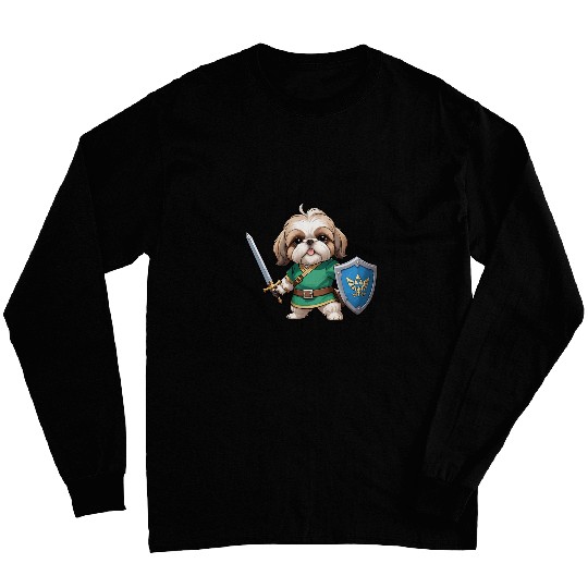 Cute Shih Tzu Dog as Retro Video Game Character Christmas Long Sleeves