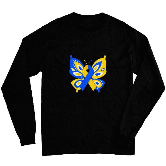Love 2Support World Down Syndromes Awareness Day Butterfly Long Sleeves