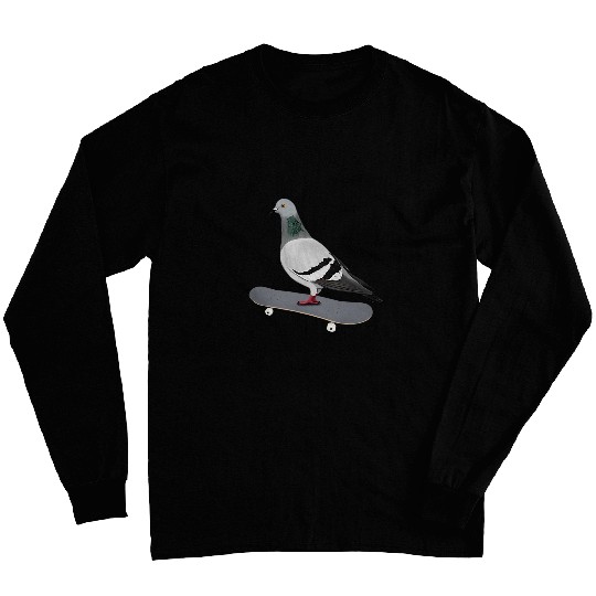 Pigeon Bird Skateboard Birdwatcher Animal Biologist Long Sleeves