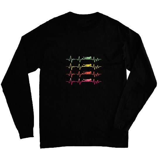Swimmer Swimming Heartbeat Butterfly Funny Swim Long Sleeves