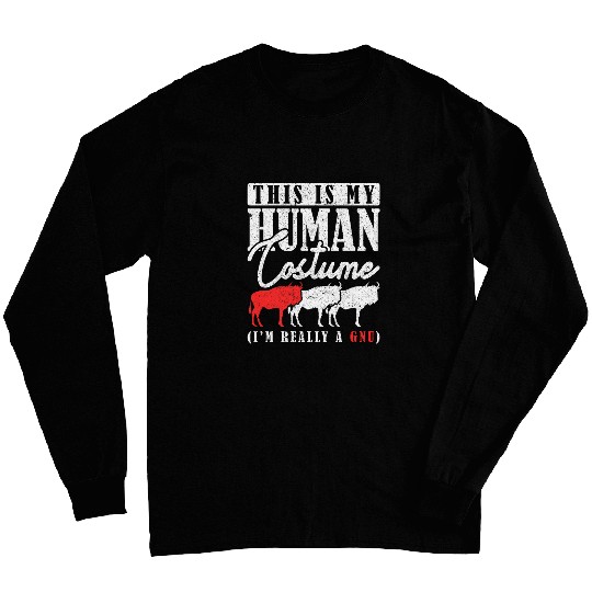 This Is My Human Costume IM Really A Gnu Gnu Design Long Sleeves