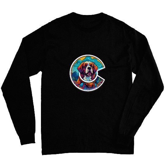 Colorado Saint Bernard Cute Dog in the Mountains Long Sleeves