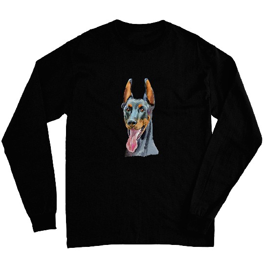 Cool Cute Doberman Dog Lovers Graphic Gift Men Women Kids Long Sleeves