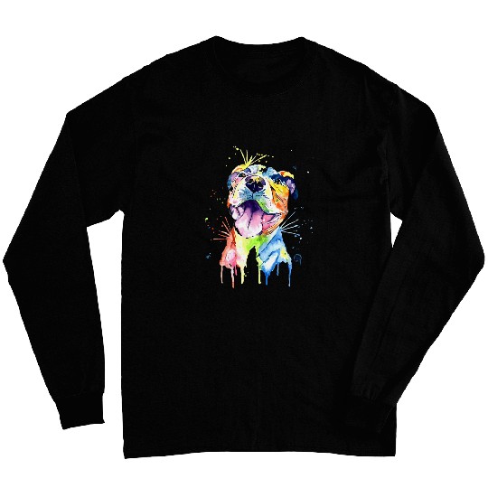 Colorful Pitbull Terrier Dog Lover Dad Mom Boy Girl Funny 8 Long Sleeves