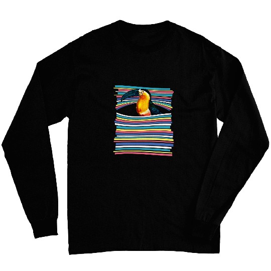 Toucan Pastel Rainbow Striped   vintages Animal Aesthetic Long Sleeves