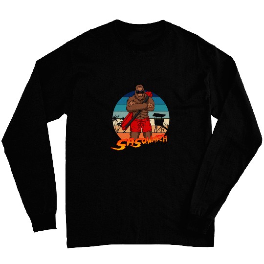 Funny bigfoots Sasqwatch Lifeguard Retro Vintage Long Sleeves