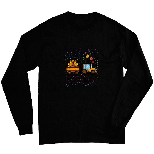 Turkey Tractor Thanksgiving Day Fall Farm Farming Farmer Long Sleeves