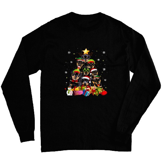 Dog Rottweiler Funny Rottweiler Christmas Tree Giftss xmass 153 Long Sleeves