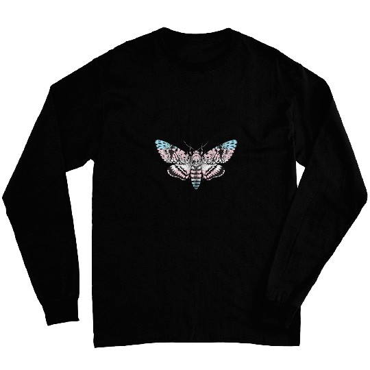 Trans Pride Flag Transgender Hawk Moth LGBT  Emo Goth Long Sleeves