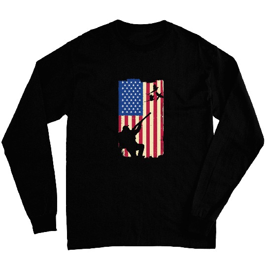 Pheasant Hunting Patriotic American Flag Upland Bird Hunting Long Sleeves