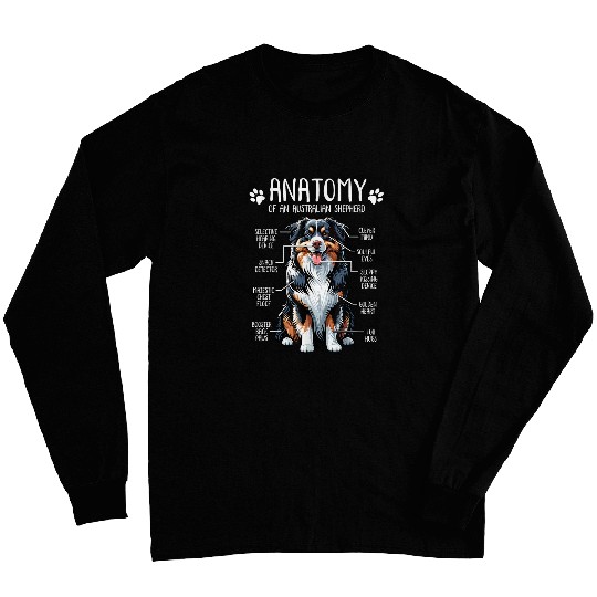 Funny Anatomy Australian Shepherd Dog Lover Aussie Owner 1 Long Sleeves