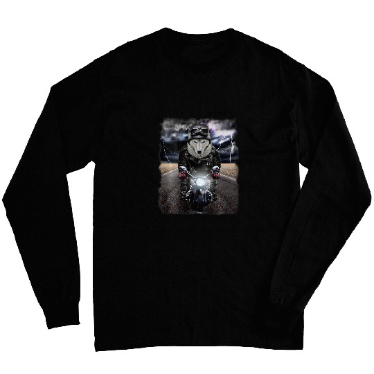 Polar wolfs on Motorcycle Cruise Down Highway 21 Long Sleeves