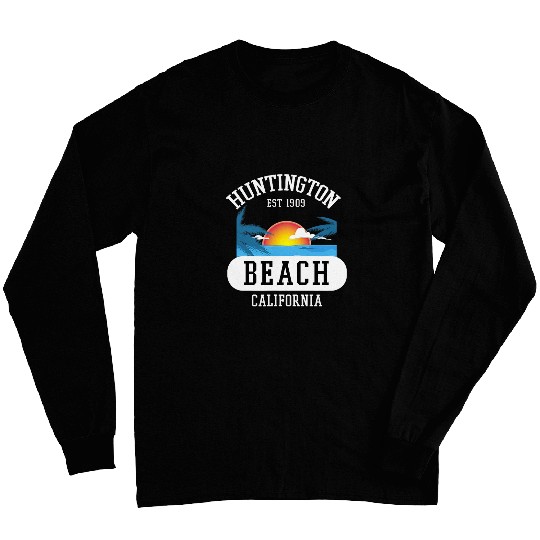Huntington Beach californias Graphic Design Beach Novelty Art Long Sleeves