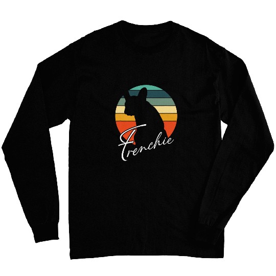 Frenchie french bulldog in vintages circle Long Sleeves
