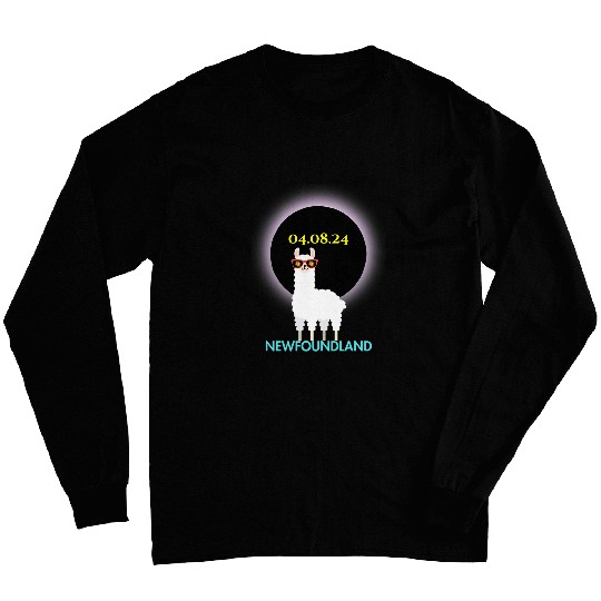 Newfoundland Llama Total Solar Eclipse 040824 souvenir Long Sleeves