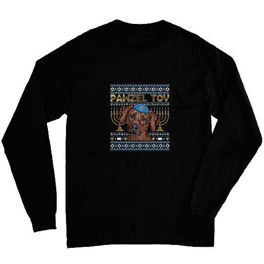 Pawzel Tov Jewish Rhodesian Ridgeback Dog Funny Hanukkah Long Sleeves