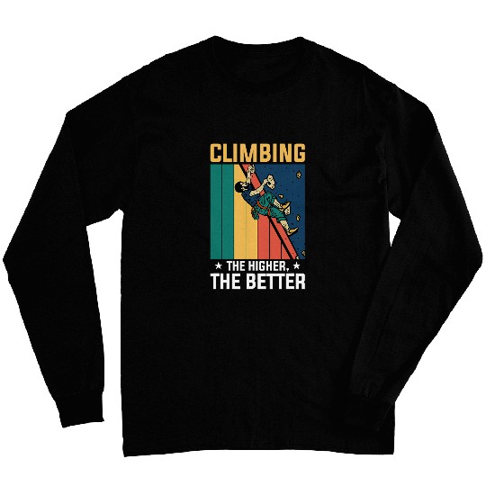 Retro Rock Climbing Man Climb Climber Mountains Long Sleeves