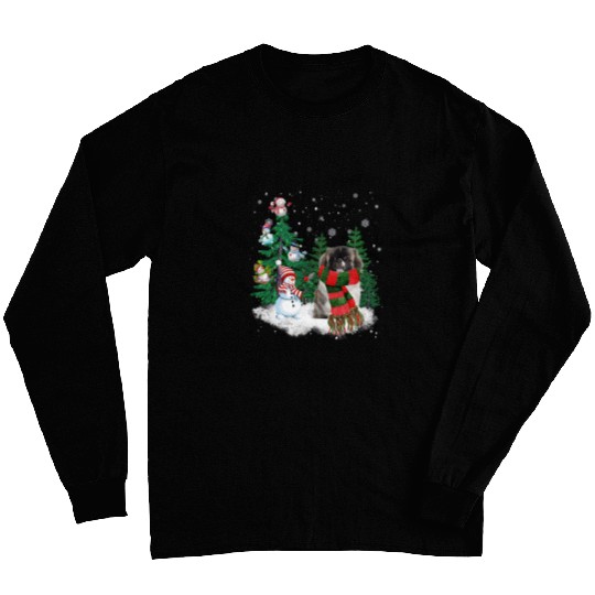 Pekingese Dog Christmas Snowman xmass Tree Pajama Long Sleeves