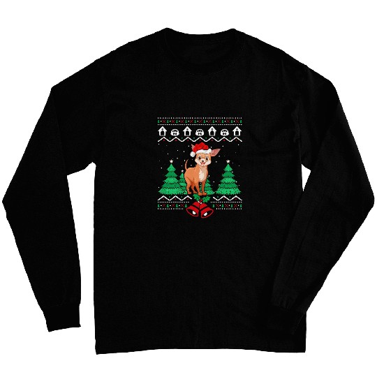 Great Ugly Christmas Sweater Chihuahua Dog Lover Long Sleeves