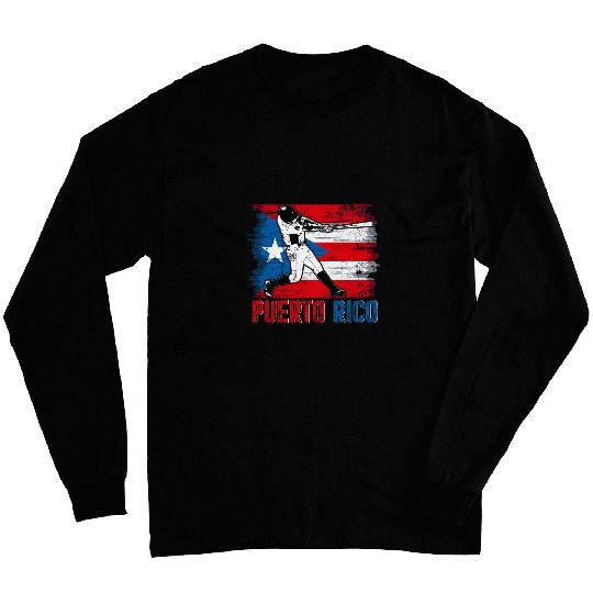 Puerto Rican Baseball Player Puerto Rico Flag Baseball Fans Long Sleeves