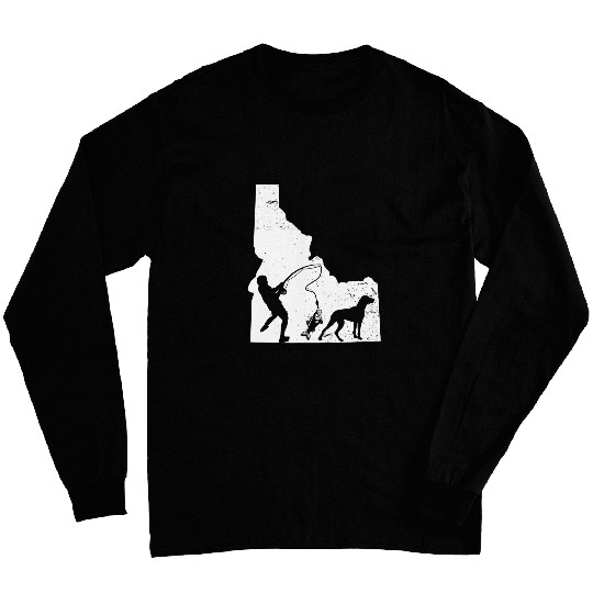 Idaho Fishing German Shorthair Pointer Dog GSP Fisherman Long Sleeves