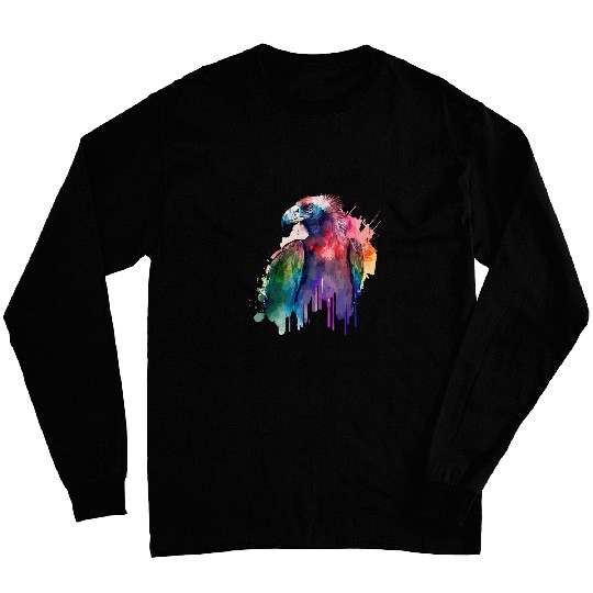 Vulture Watercolor Portrait Vultures Lover Scavenger Birds Long Sleeves