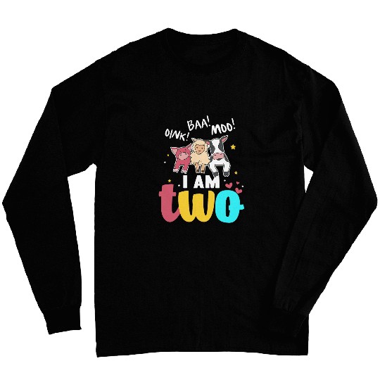 Pig Farm Farmer Pig Lover I Am Two Farm Animals Party Theme Long Sleeves