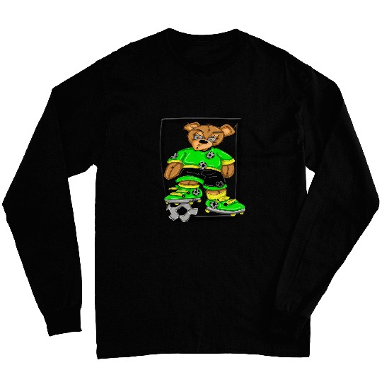 Stuffed Teddy Bear Soccer Player by Street Artist Zamiro Long Sleeves