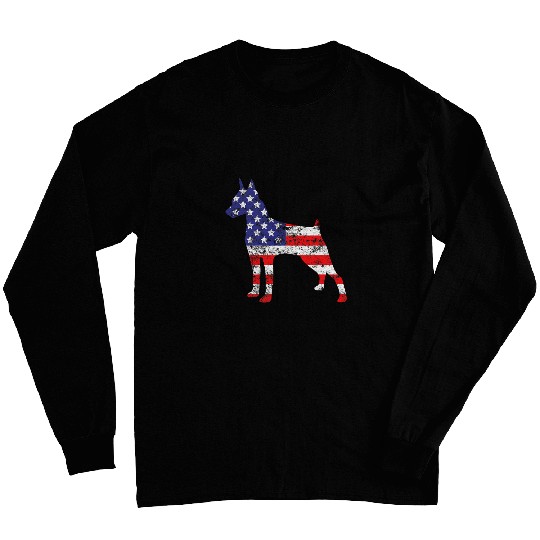 Miniature Pinscher 4th of July US American Flag Patriotic Long Sleeves