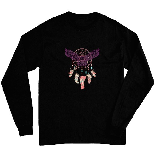 Native American Dreamcatcher Owl Boho Tribal Design Long Sleeves