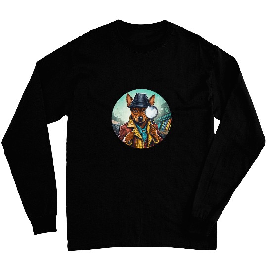 Miniature Pinscher Detective Funny Dog Mystery Long Sleeves
