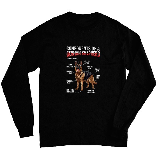 German Shepherd COMPONENTS OF GERMAN SHEPHERD Blueprint Long Sleeves