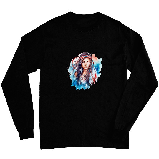 Native American day pretty indigenous woman Long Sleeves