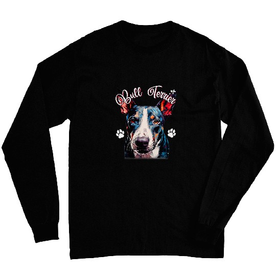 Funny Puppy Bull Terrier Adorable Dog Breed Animal Lovers Long Sleeves