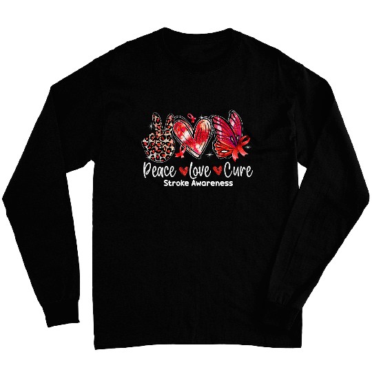Peace Love Cure Butterfly Stroke Awareness Long Sleeves