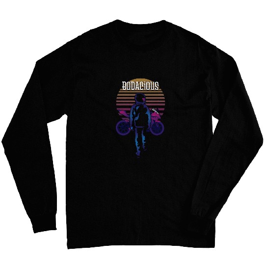 Retro 80s Synthwave Motorcycle Gift Vaporwave Aesthetic Long Sleeves