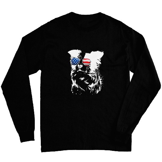 Funny Proud Border Collie American Flag sunglasses gift dog 1 Long Sleeves