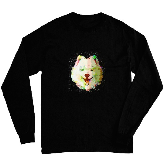 Dog Samoyed Colorful Paint Splash Pet Head of Samoyed Dog Long Sleeves
