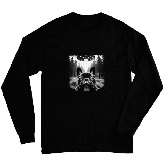 Funny Meme Bulldog UFO Retro Alien UFO Selfie Invasion 2 Long Sleeves