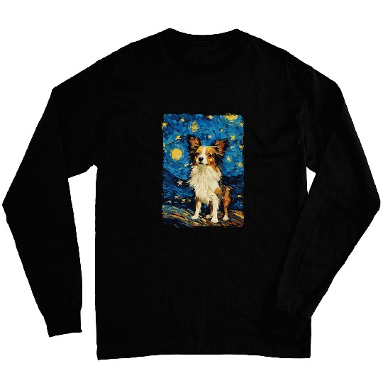 Papillon Dog Starry Night Long Sleeves