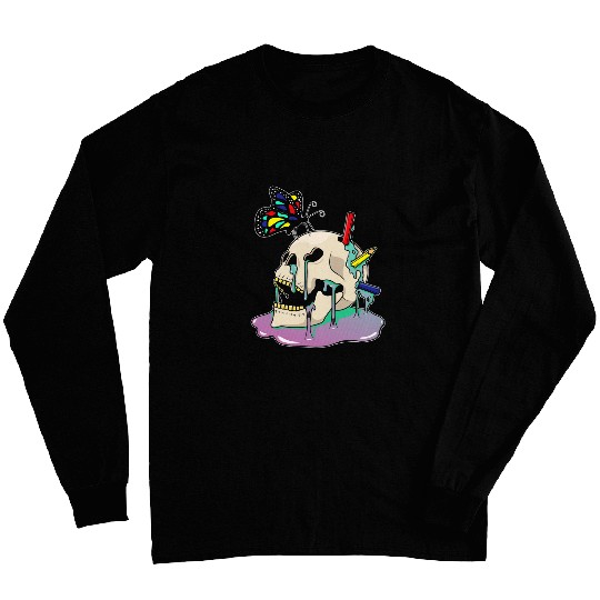 Pastel Goth Skull Aesthetic Butterfly Art Teaching Long Sleeves