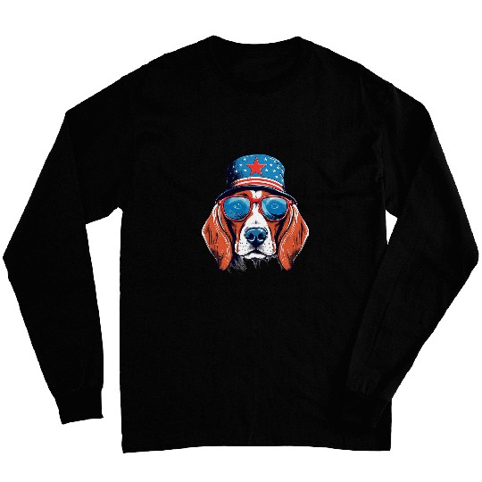 Patriotic Beagle Dog Fourth of July 4th America Flag 3 Long Sleeves