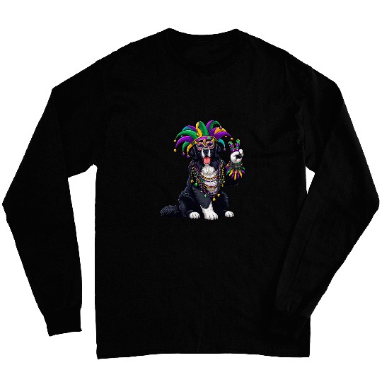 Peace Sign Hand Dog Mens Womens Mardi Gras Newfoundland 1 Long Sleeves