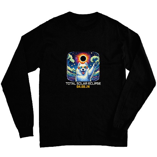 Samoyed Dog Taking Selfie Solar Eclipse Long Sleeves